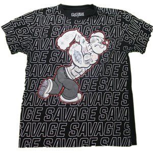 Popeye Savage Cartoon Print Pattern Mens T Shirt